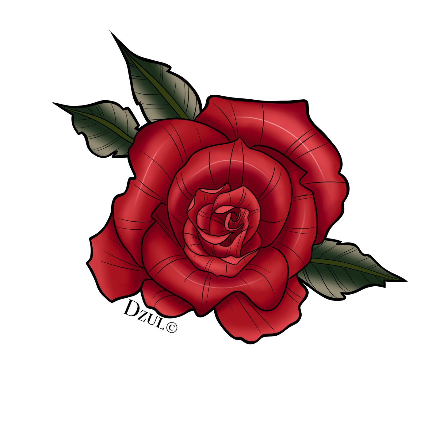 Neo-Traditional Rose Temporary Tattoo