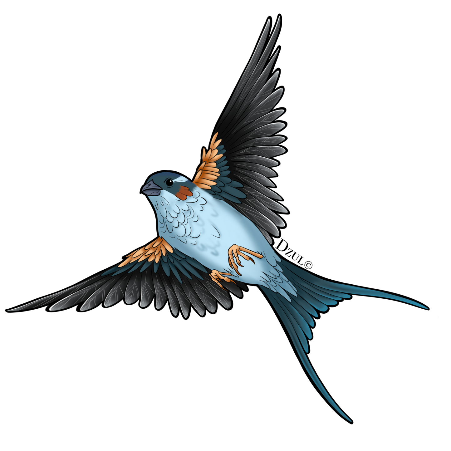 Neo-Traditional Sparrow Temporary Tattoo