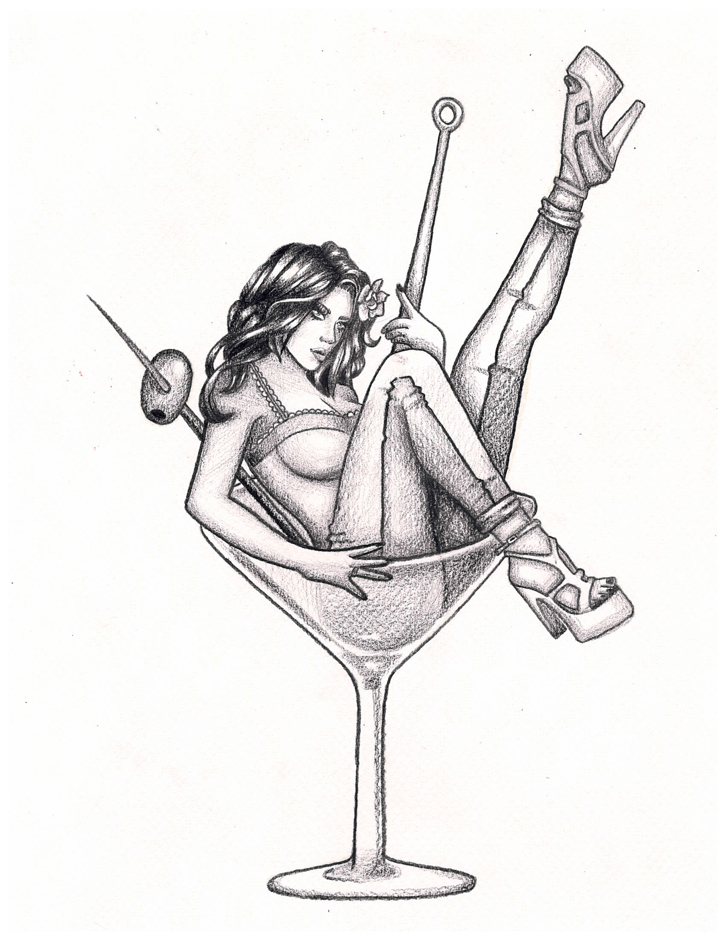 Pin-Up Martini Girl Art Print