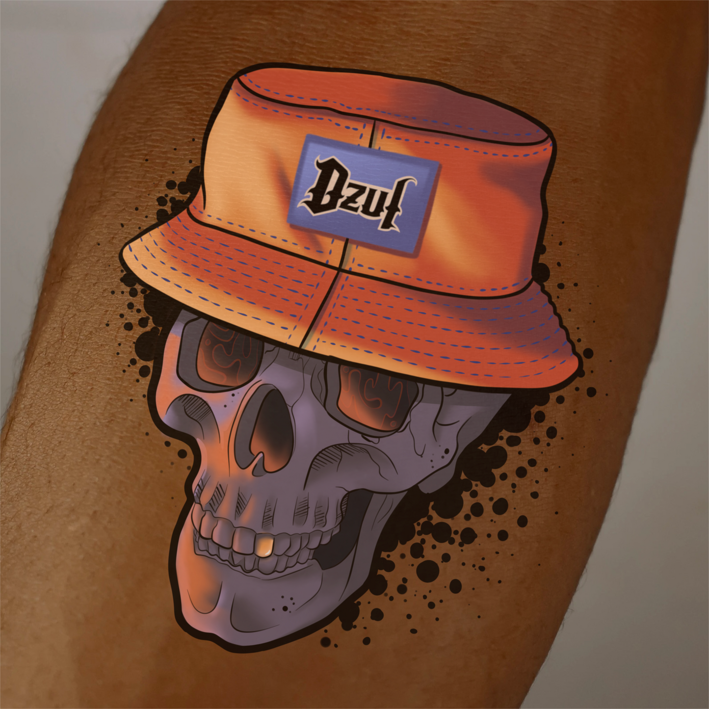 Neo-Traditional Skull Temporary Tattoo