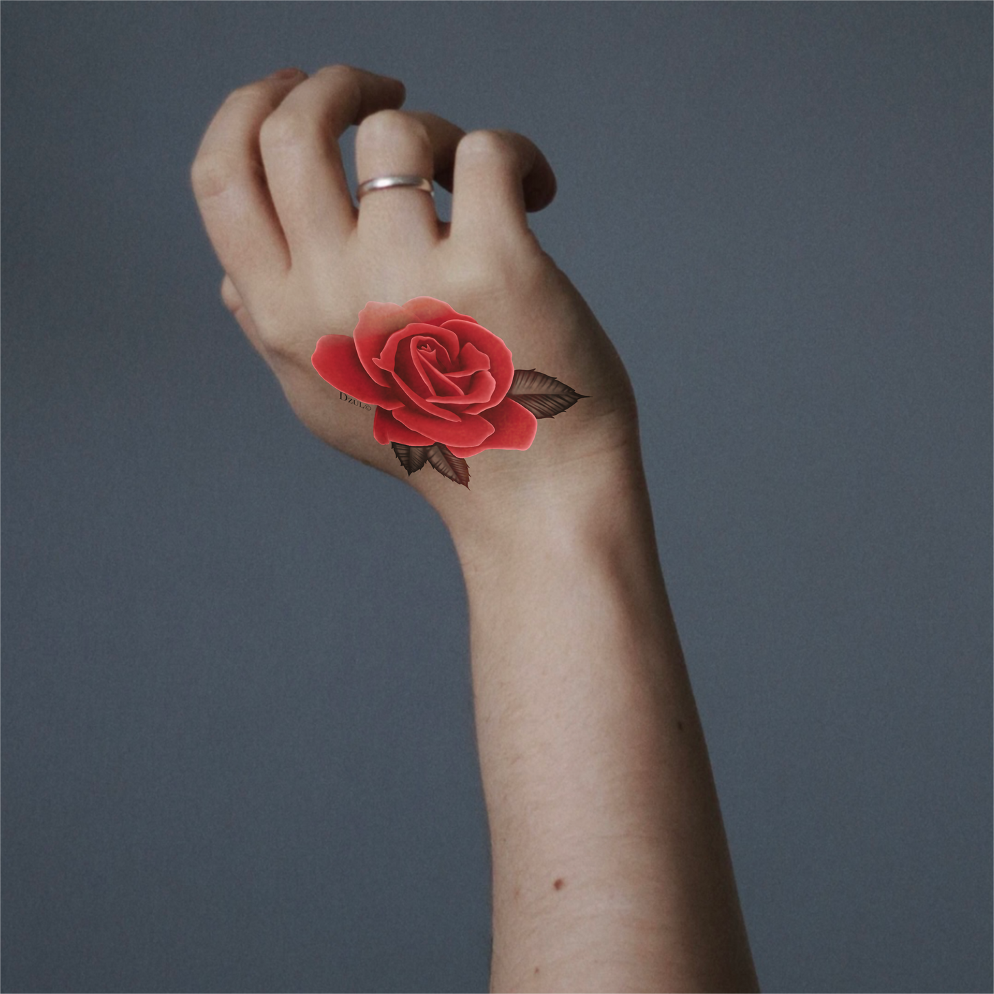 Color Realism Rose Temporary Tattoo