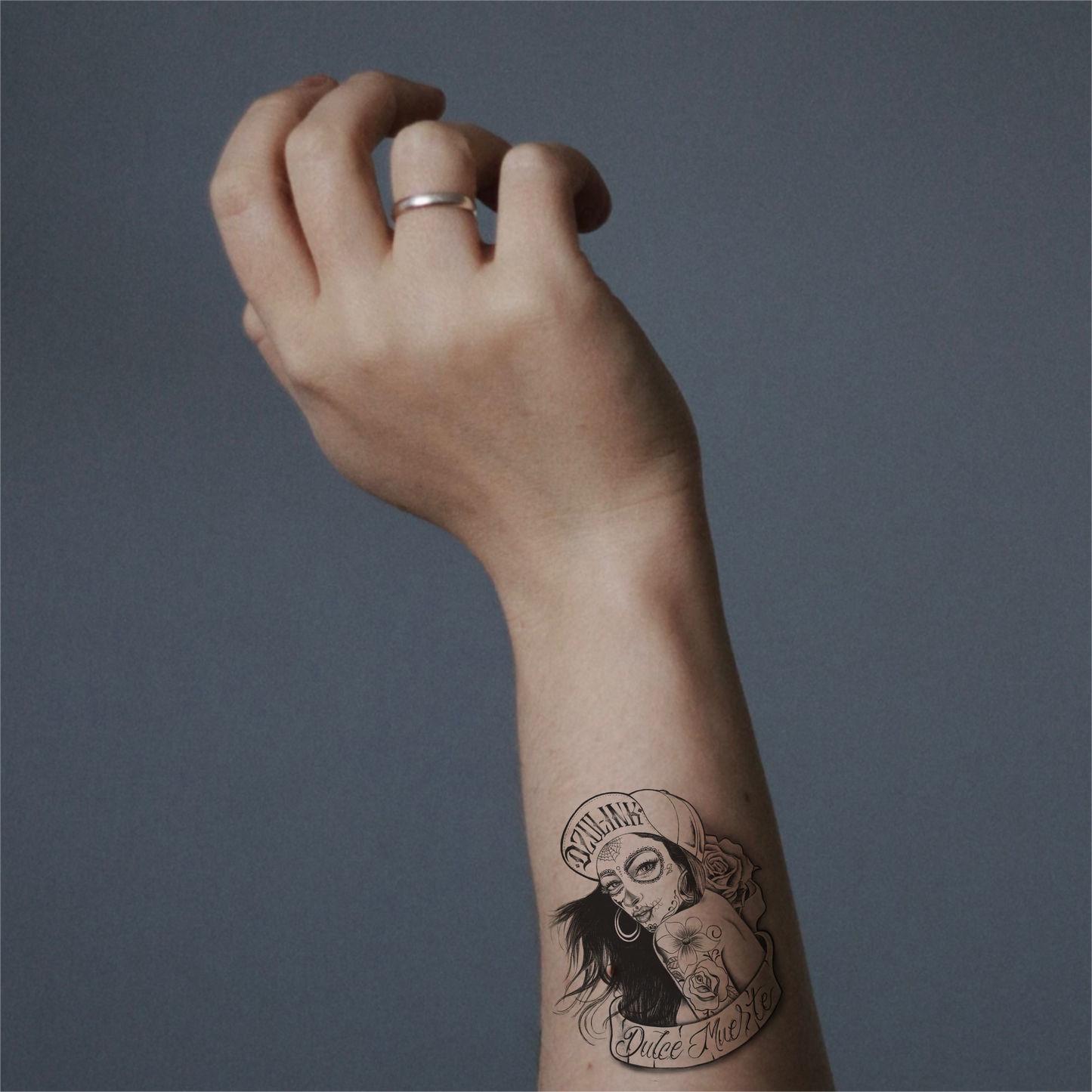Dulce Muerte Sugar Skull Temporary Tattoo