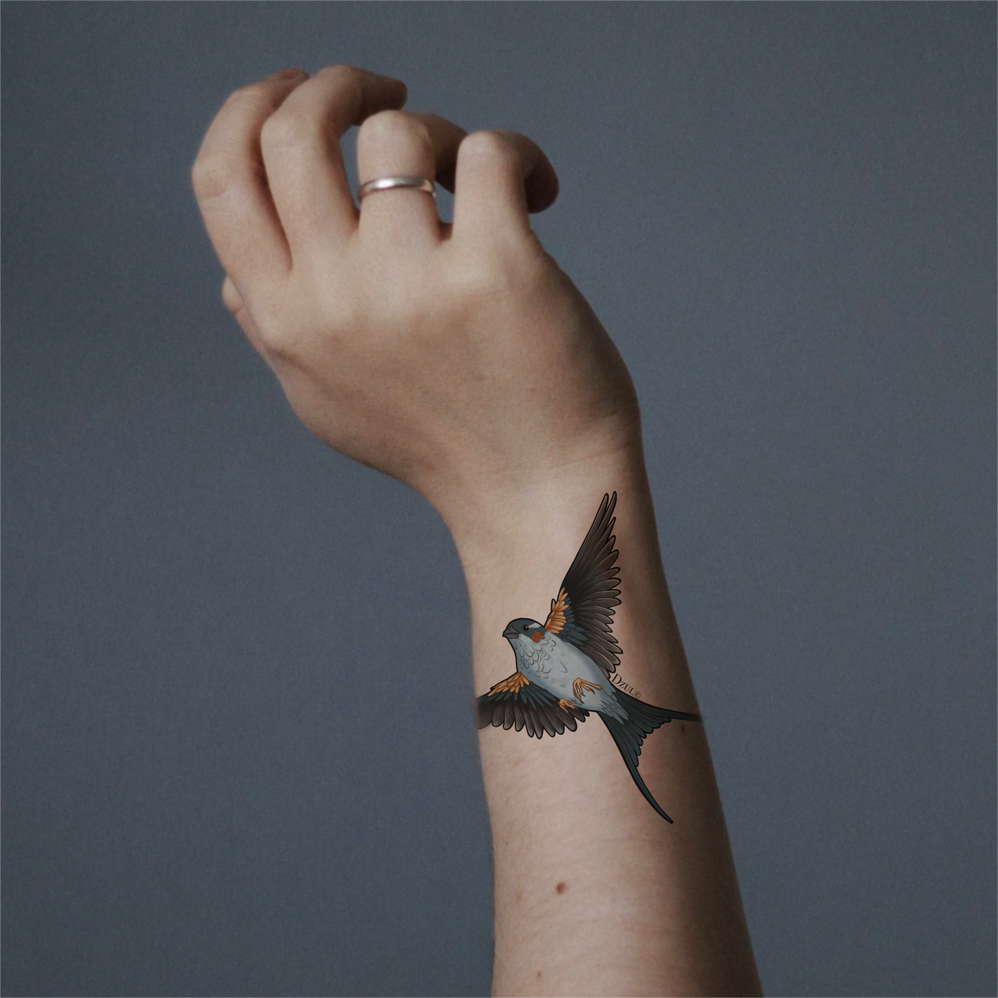 Neo-Traditional Sparrow Temporary Tattoo