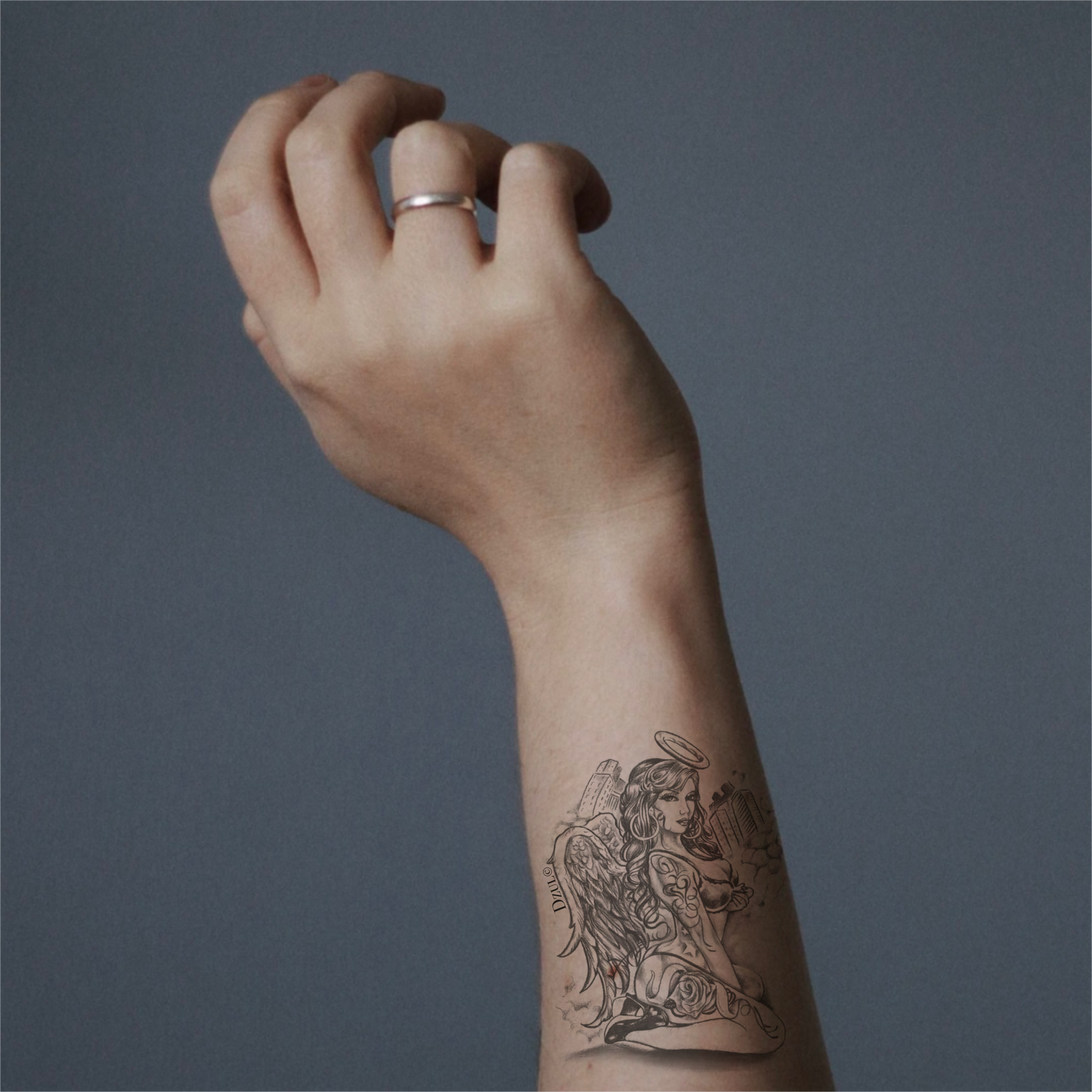 Pin-Up Angel Temporary Tattoo
