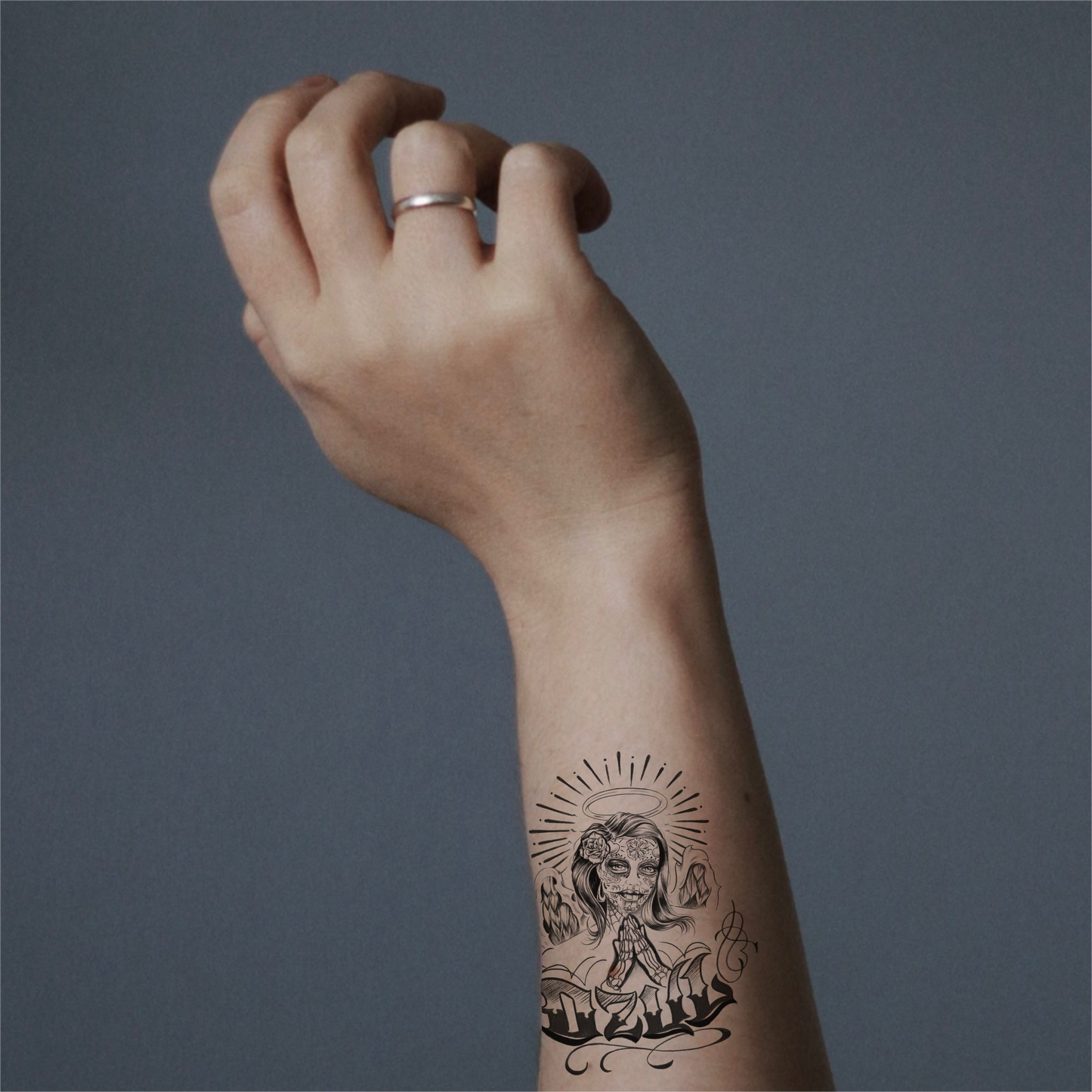 Sugar Skull Angel Temporary Tattoo