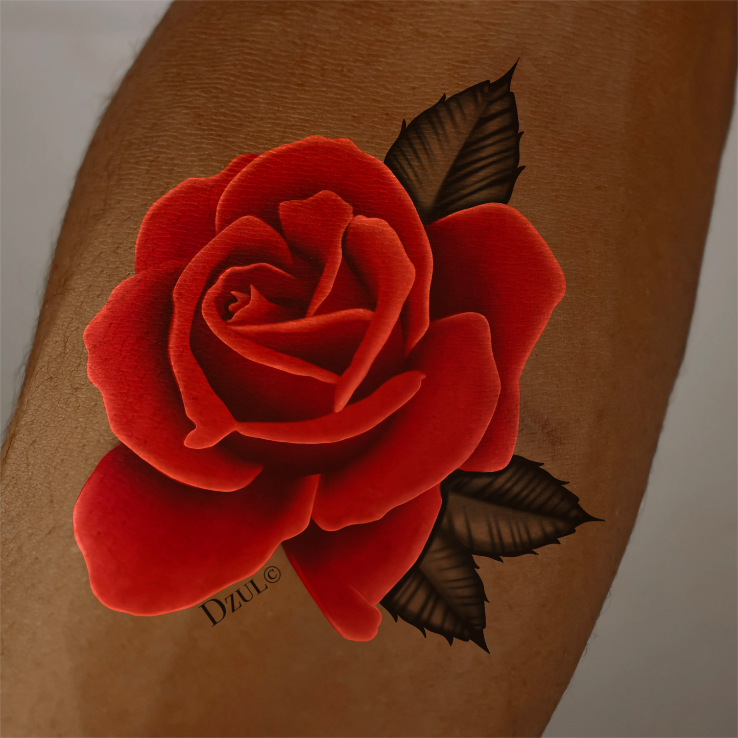 Color Realism Rose Temporary Tattoo