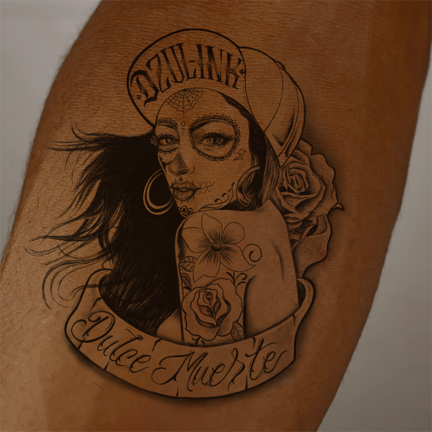 Dulce Muerte Sugar Skull Temporary Tattoo