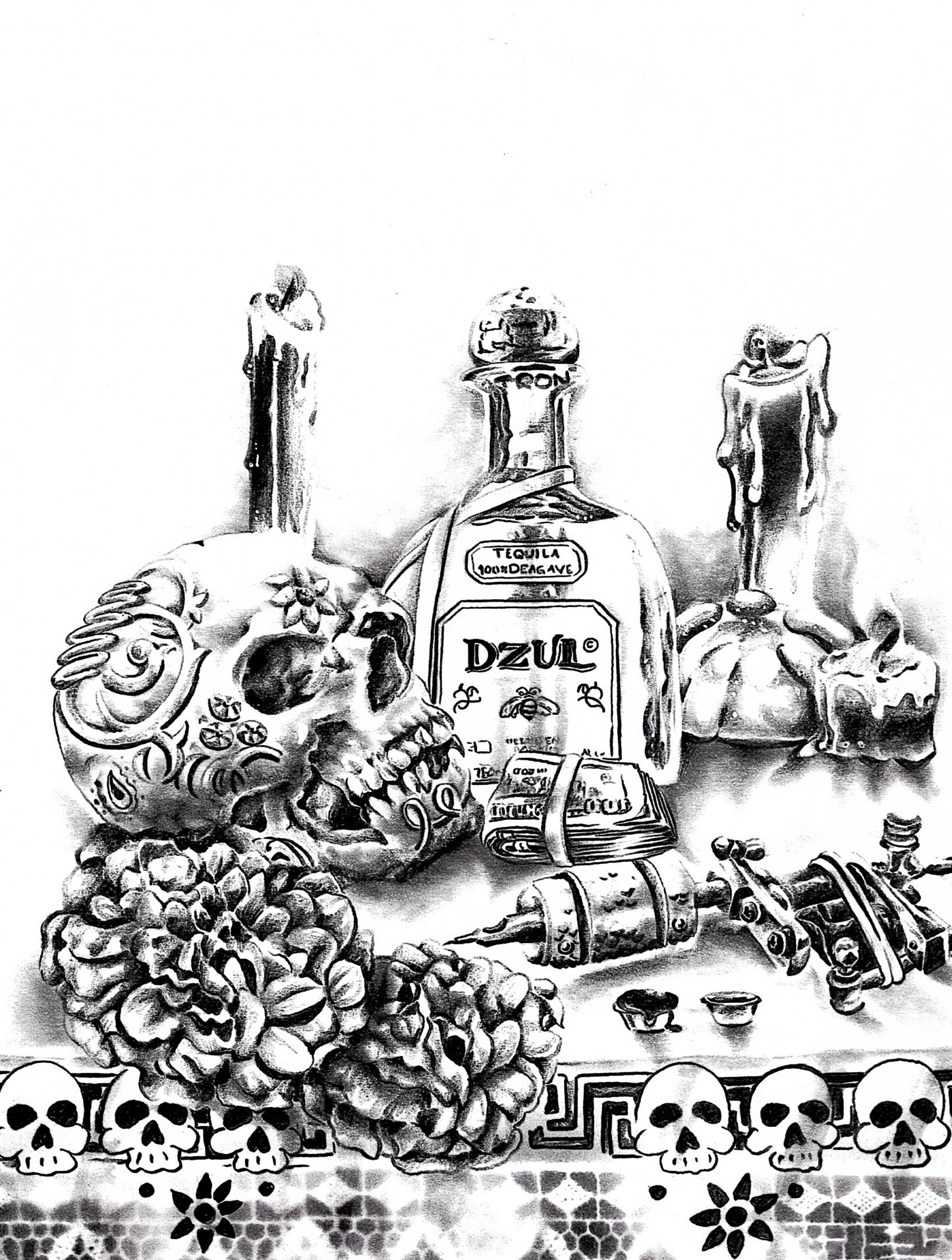 Skull and Candles Art Print