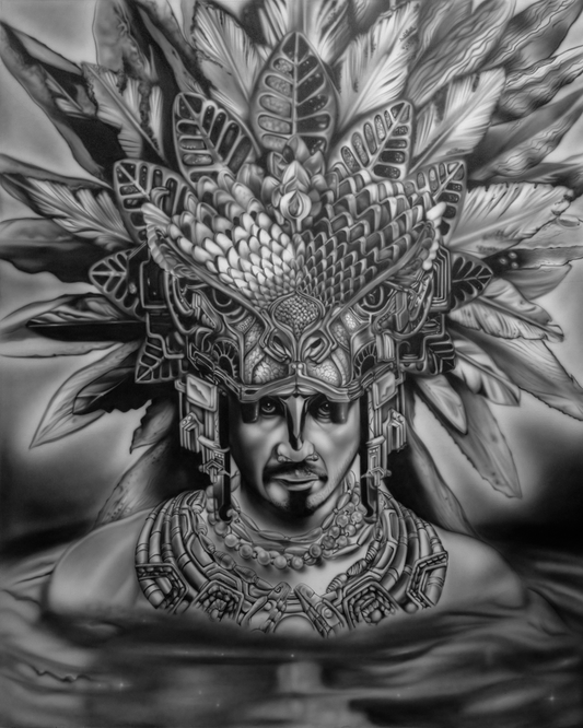 Airbrush Aztec Warrior Art Print