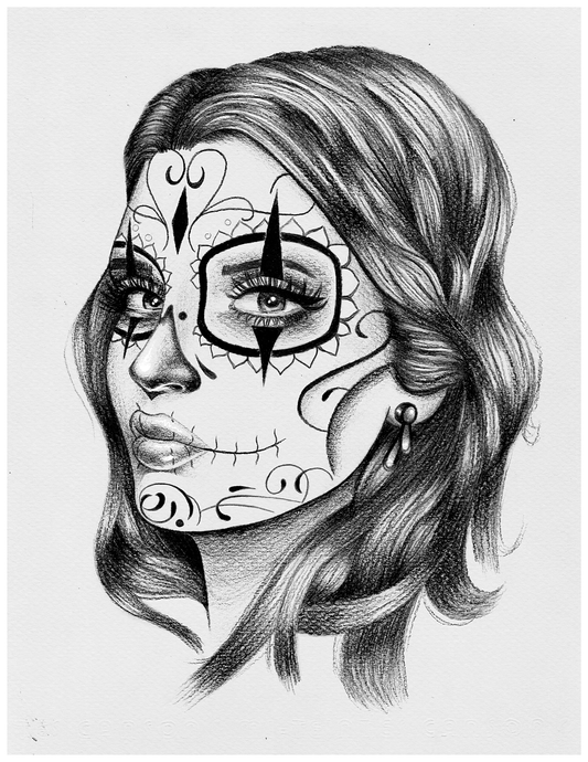 Pin-Up Sugar Skull Portrait Art Print