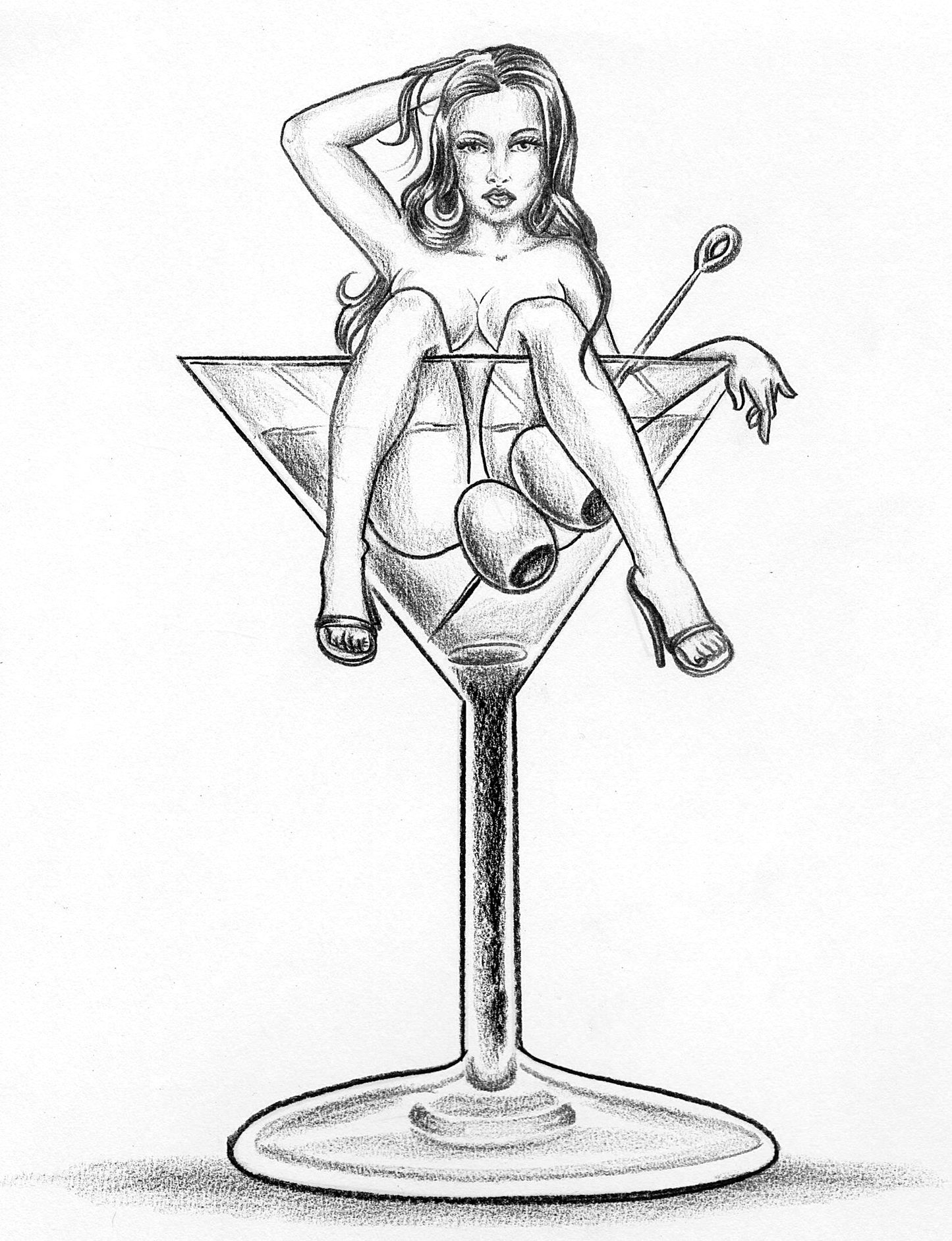 Pin-Up Martini Girl Art Print 2