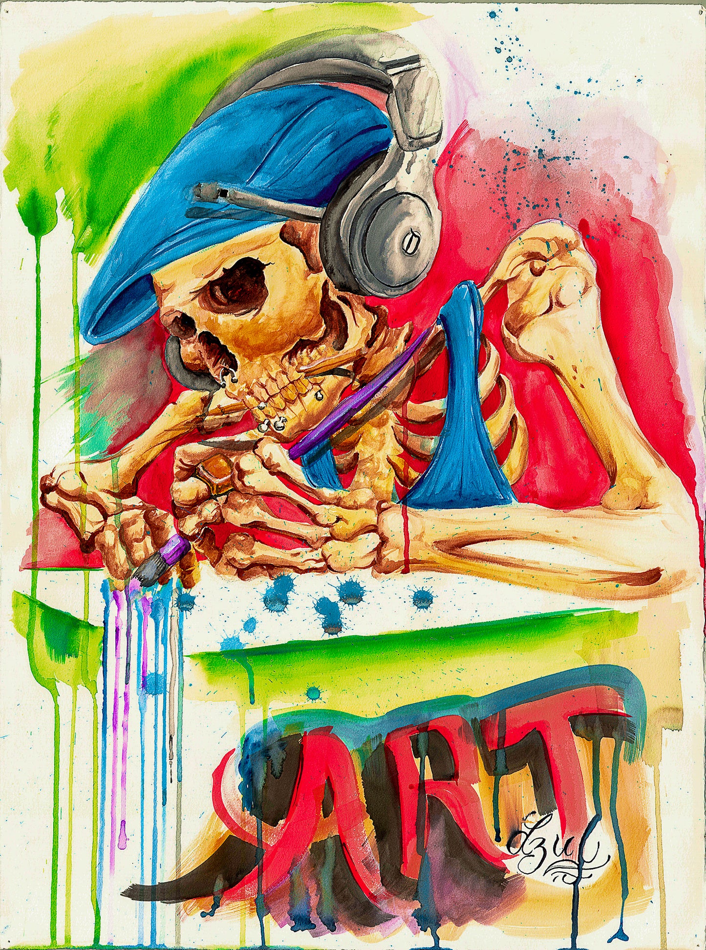 Skeleton Artist Art Print