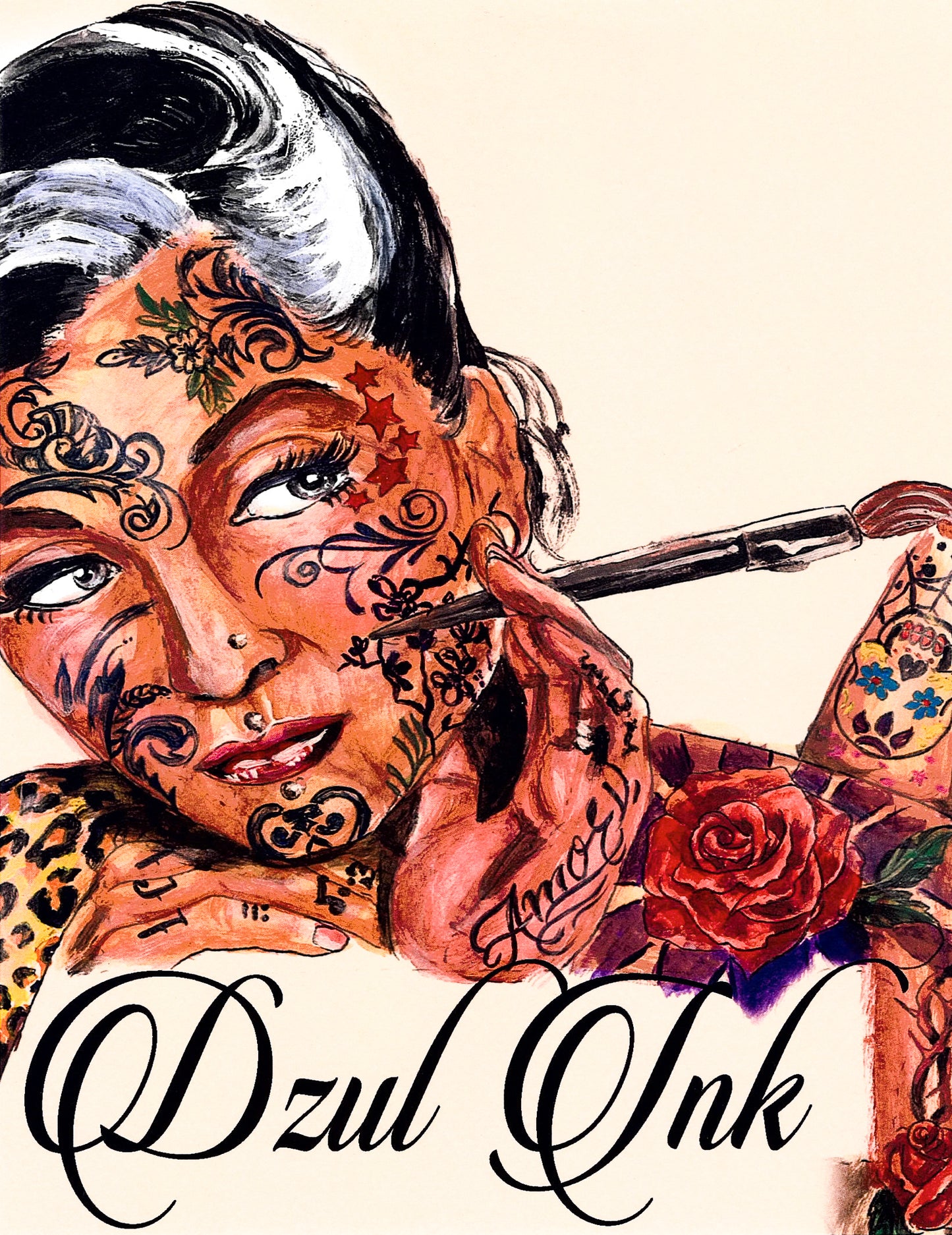 Dzul Ink Tatted Girl Art Print